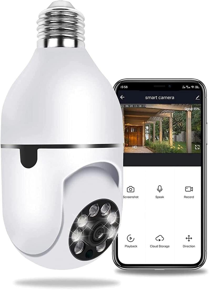 Telecamera PTZ Wireless E27 2MP: WiFi Home Security Smart 360 - 1