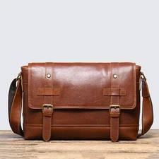 Men’s Leather Messenger Bag Crossbody Laptop Satchel Business Shoulder Bag