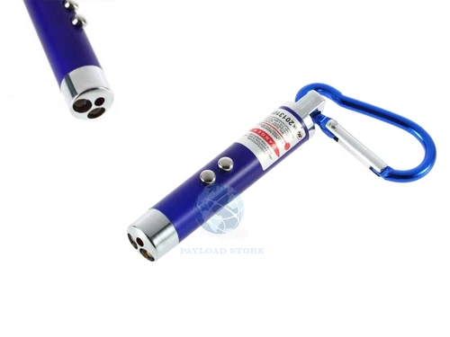 PUNTATORE LASER ROSSO 100MT RAGGIO UV TORCIA LED 3 IN 1 GIOCO GATTO