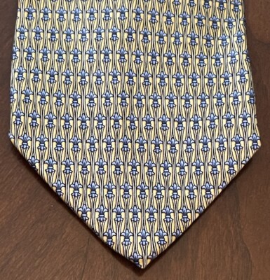 Beaufort Tie Rack Gold Blue 100% Silk Men s Neck Tie Made In Italy