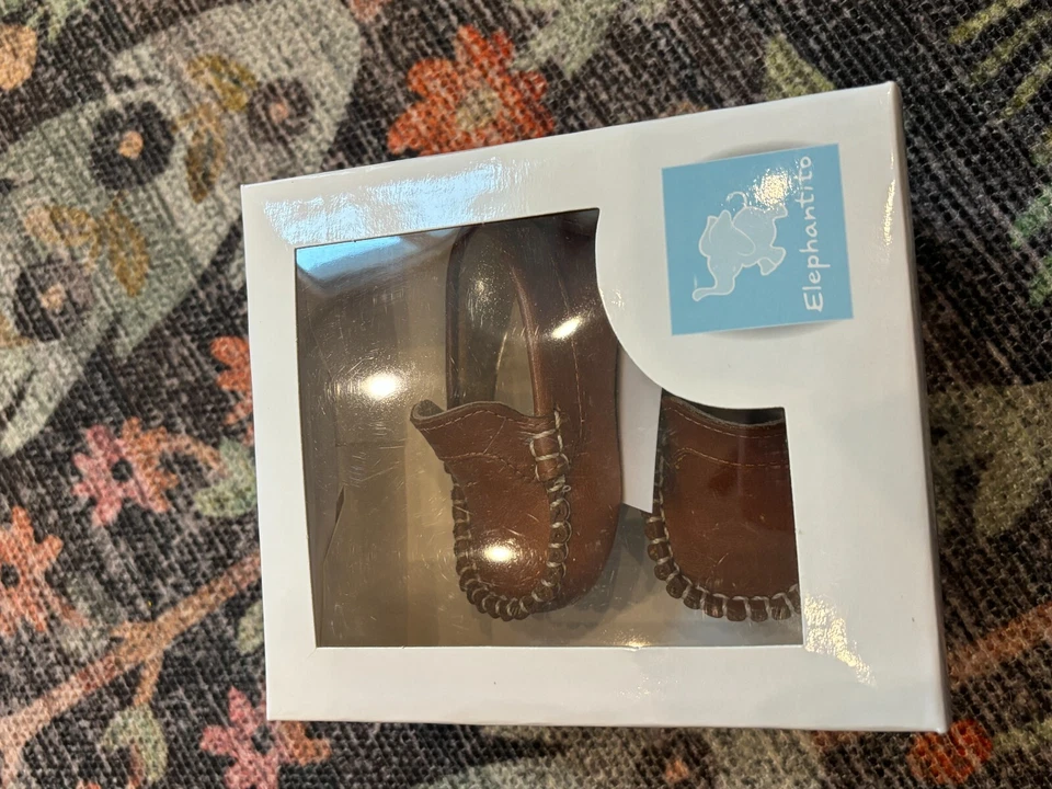 Elephantito NUEVO EN CAJA Zapatos Bebé Niño, Mocasines Cuero Marrón, Talla 1 Foto 3 de 4