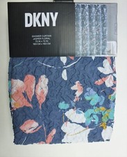 New DKNY Jasper Floral SHOWER CURTAIN Watercolor Blue Coral Microsculpt Textured