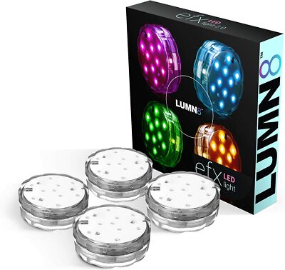 EFX Premium Submersible LED Lights – 12 Pack, Multi-Color, Waterproof, Battery Operated With Remote, For Pools & Aquariums