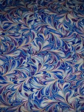 Handmade Bandana PEACOCK SWIRL PURPLE BLUE w/blue thread