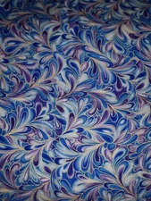 Handmade Bandana PEACOCK SWIRL PURPLE & BLUE w/purple thread