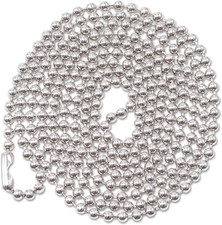 75417 ID Badge Holder Chain, Ball Chain Style, 36" Long, Nickel Plated Box of 1