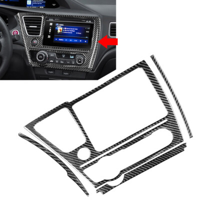 Carbon Fiber Car Navigation Panel Cover Trim For Honda Civic 9th