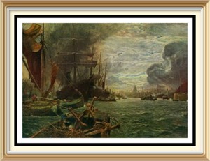 90+ yr Old Original Lithograph by VICAT COLE C19th Maritime Print POOL OF LONDON