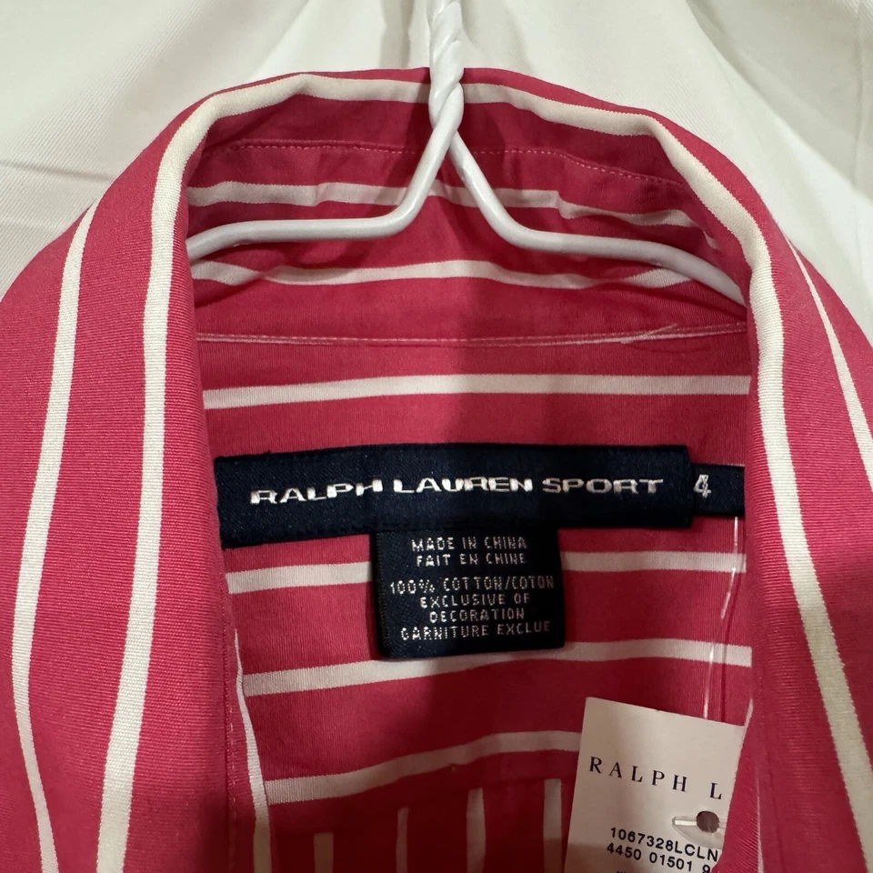 NUEVO Polo Ralph Lauren Mujer Camisa Oxford Rayas Rosa Talla 4 24x18 Foto 2 de 4