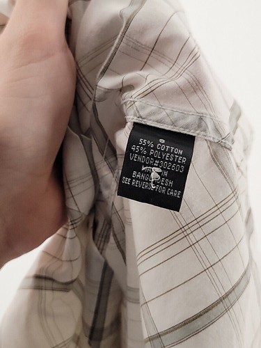Anchor Blue Mens Button-Up Shirt Short Sleeve Size Small Ivory Gray Plaid - Picture 6 of 6