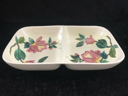 vintage Studio Art Redwing Hand Painted Floral Divided Serving Tray 6 1/4"W 11"L - Picture 1 of 9