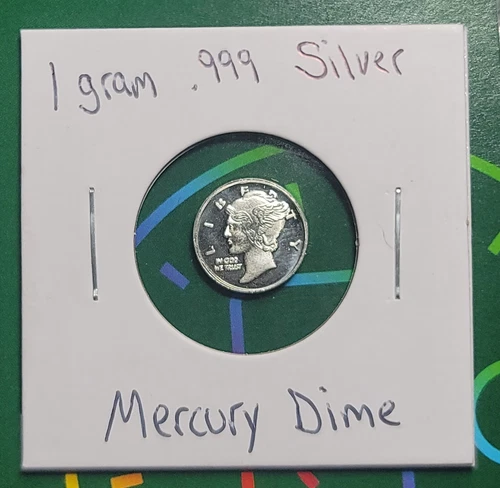 Mercury Dime - 1 Gram .999 Fine Pure Silver Bullion Mini Proof Round Coin