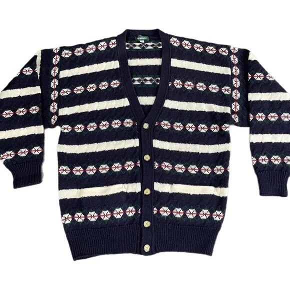 VTG Men's Wool Navy Blue Fair Isle Christmas Grandpa Cardigan Sweater M
Opens in a new window or tab