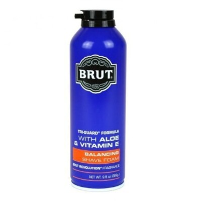 (1) Brut Tri Guard Men's Formula Balancing Shave Foam Aloe & Vitamin E 9.5 oz