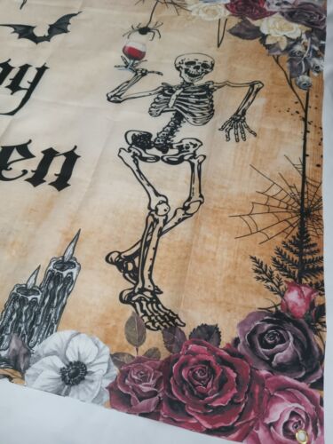 Halloween Vintage Skull Party Banner Floral Happy Halloween Party Decor Backdrop - Picture 13 of 15
