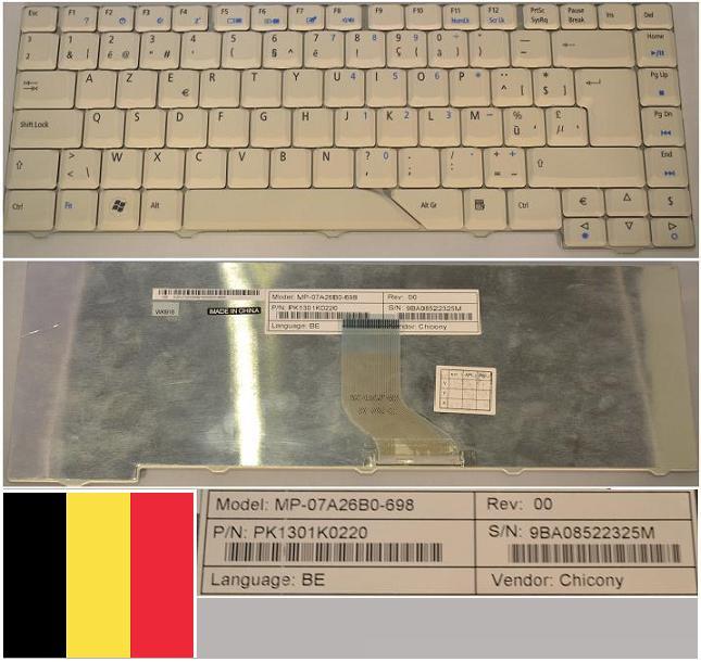Clavier Azerty Belge Acer Aspire AS4710 robuste et confortable