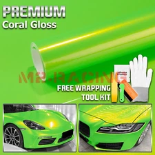 Coral Gloss Gold Green Metallic Sticker Decal Car Vinyl Wrap Sheet Film DIY