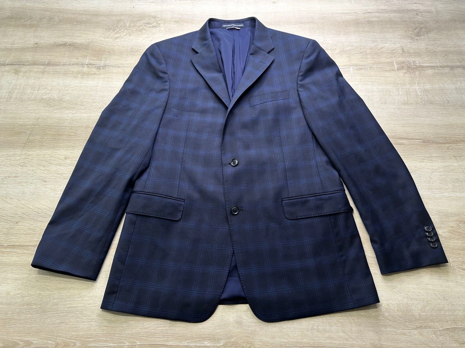 NWT Tommy Hilfiger Mens Jacket Blue 40R Plaid Blazer Sport Coat Wool Polyester
