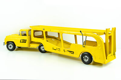 Vintage Buddy L Hertz Rent-A-Car Auto Car Carrier Yellow Pressed