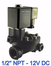 PA66 Plastic Electric Air Water Solenoid Valve Manual Override 1/2" Inch 12V DC