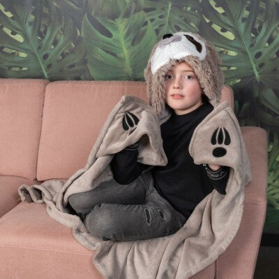 Cozy NOXXIEZ Sloth Animal Hooded Cuddle Blanket 130 X 100 CM UK
