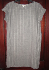 Eileen Fisher XS Shift Tunic Dress Striped Hemp Organic Cotton Pockets Oversized