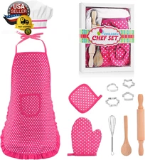 Gifts for 2-8 Year Old Girls Boys,Chef Costume Set Kids Apron for Girls Toddler 