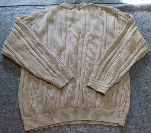 VTG 90s BILL BLASS Crewneck Sweater LOT Textured Knit Beige Oatmeal Grunge Sz XL - Picture 3 of 7