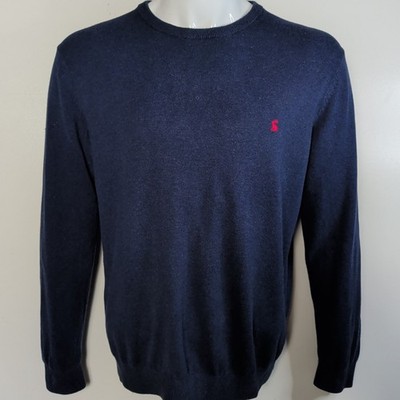 Joules Herren Pullover Navy Baumwolle Strick Rundhals Sweater Logo Freizeit L