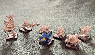Warhammer Orcs & Goblins Night Goblin Squig Herder, Bagpipes, Hopper, Squigs OOP