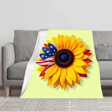 Durable Soft Warm Flannel Blanket - Cozy Sunflower Design