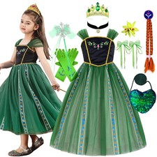 Soft Slim Fairy Dress Sets Kids Cartoon Role Playing Girls Green Costume 4-6Y