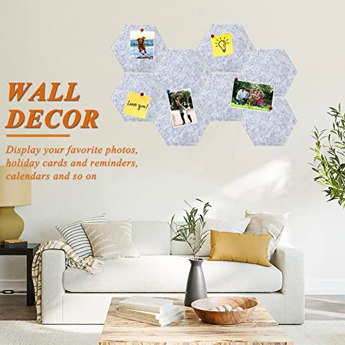 8Pcs Hexagon Felt Cork Board Tiles, Self Adhesive DIY Bulletin Board Pin Board - Picture 5 of 7