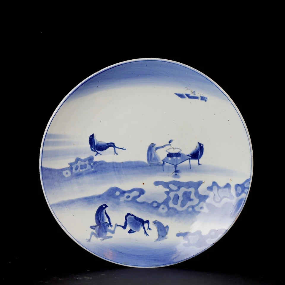 Потрясающая большая фарфоровая тарелка Imari с игривым мотивом лягушек. 19-го века .ZK81 - Изображение 2 из 4