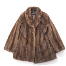 Giacca cappotto vera pelliccia visone pastello donna vintage Vison marrone...