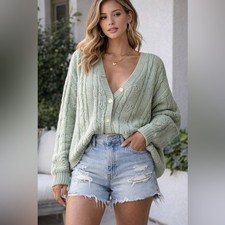 Outback Red Sage Button-Up Cardigan. Size Medium. Great Vintage Condition