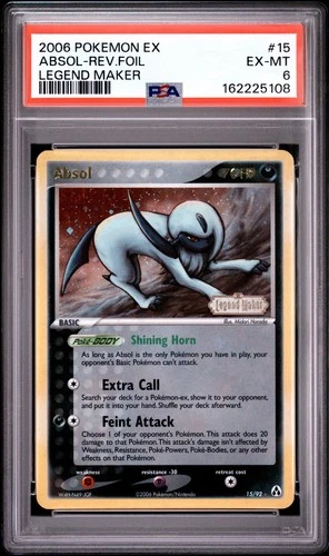 Absol Legend Maker Reverse Holo Stamped Gold 15/92 PSA 6 EX-MT