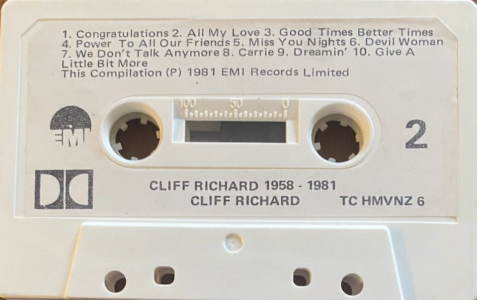 Cliff Richard 1958 - 1981 Twenty Original Hit Recordings New Zealand Cassette - Image 4 of 4