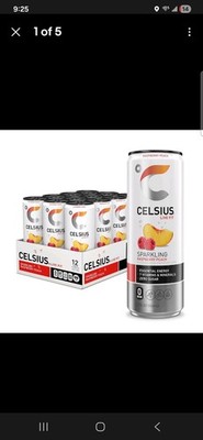 Celsius Raspberry Peach Energy Drink 12 fl oz Pack of 12 Zero Sugar Vegan