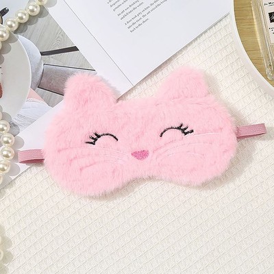 1Pc Cartoon Cat Plush Sleeping Eye Mask Traveing Home Shading Light Eye Cover