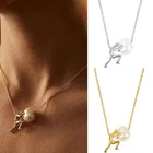 Sisyphus Necklace for Women Men Pushing Stone Pearl Pendant Greek Protector God