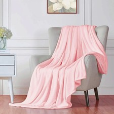 Pink Fleece Plush Throw Blanket Fuzzy Lightweight Microfiber 50x60 Inch