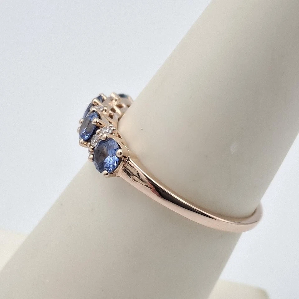 Anillo LeVian Oro Rosa Fresa 14K Redondo Zafiro y Diamante Fila Ba (CP1018216) Foto 4 de 4