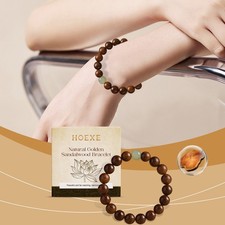 Golden Sandalwood Bead Bracelet Contemporary Asian Style Minimalist Bracelet