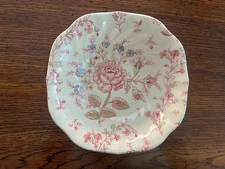 JOHNSON BROS Rose Chintz Pink Square Cereal Bowl "Made in England" - 6 1/4"