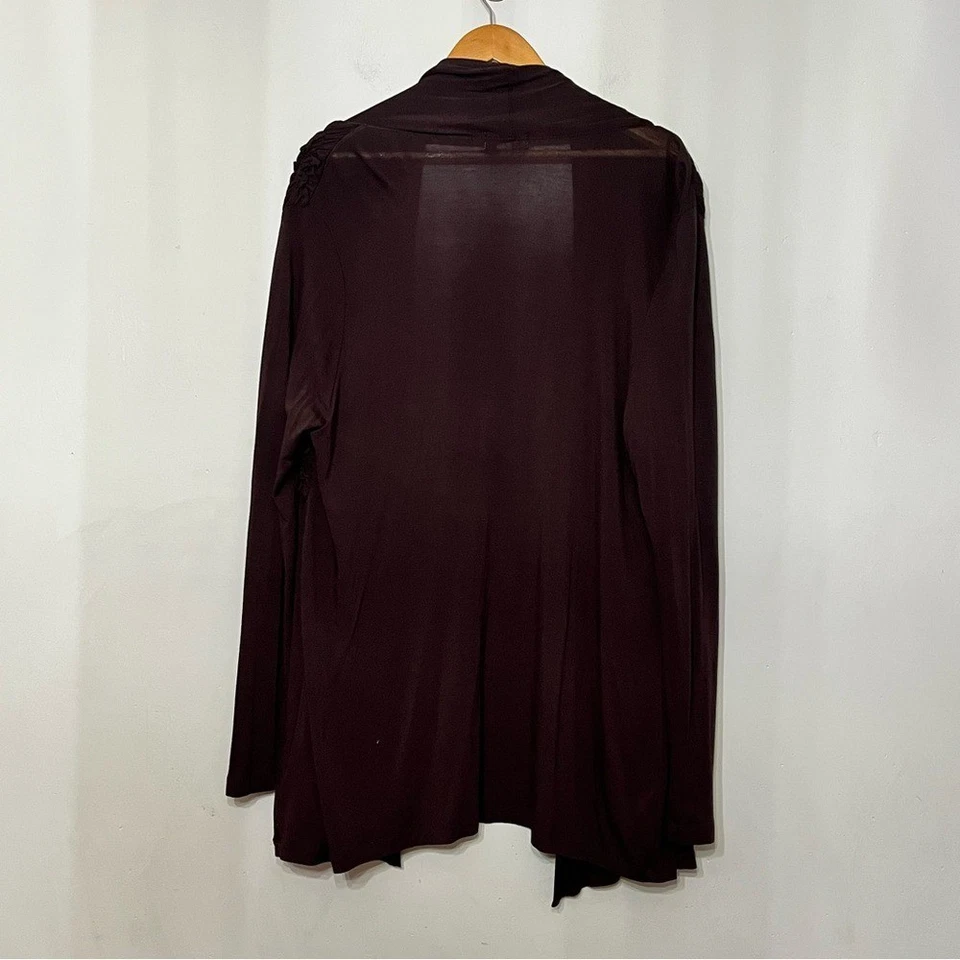 Cárdigan One World Open Marrón Chocolate Elástico Otoño Tela Reunida L Foto 2 de 4