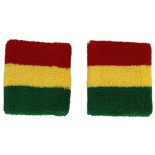 Rasta Jamaican Striped Colored Wristband 2 Piece Pair Set RGY One Size