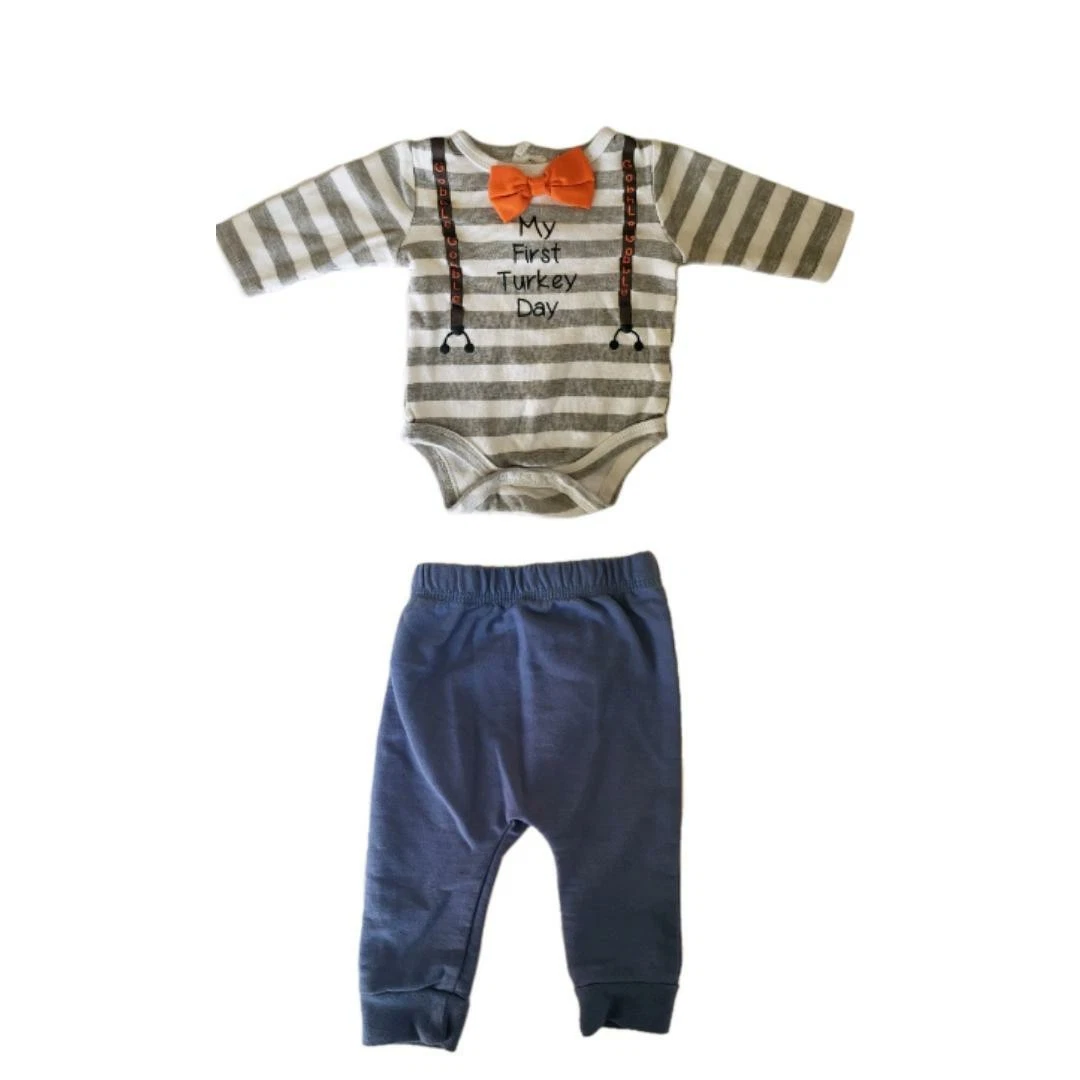 René Rofé Baby Boy's Clothes My First Turkey Day Outfit Thanksgiving Sz 3-6m 