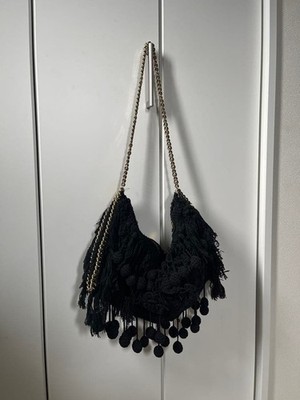 Authentische Vintage Stella McCartney Fransen Leder Schultertasche Kettenriemen