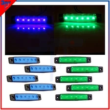 10x Blue&Green 6Led Side Marker Clearance Light 12V For Bus Van Truck Trailer